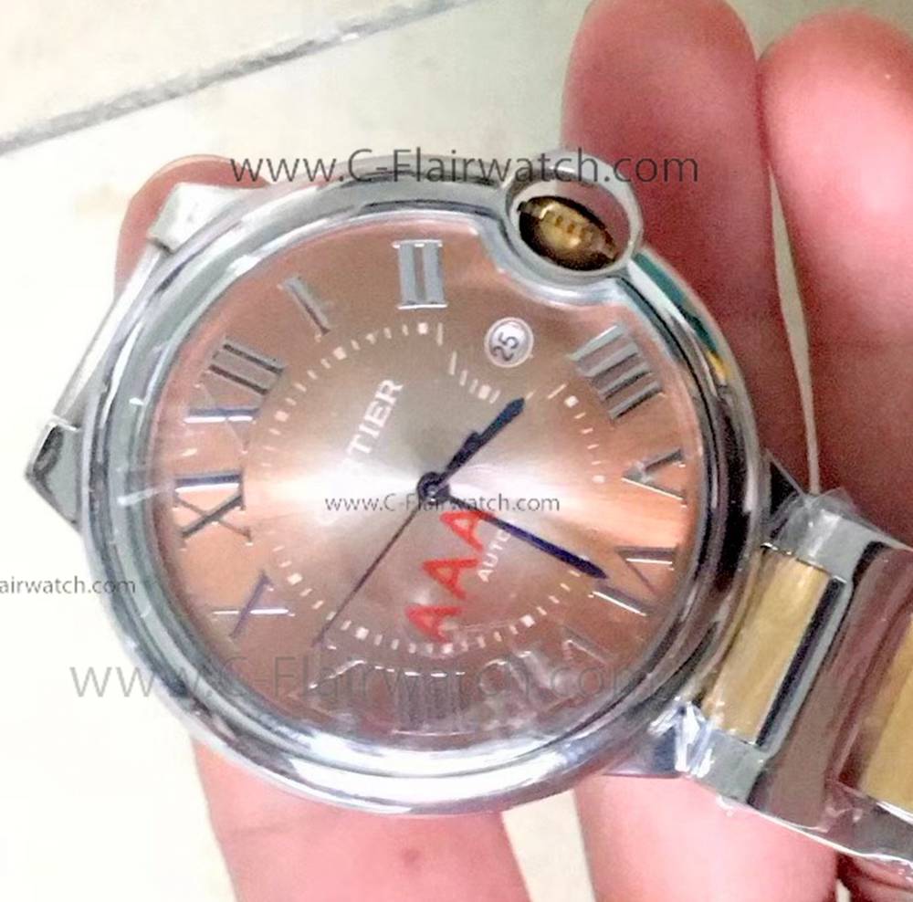 AAA Replica Ballon Bleu de Cartier Watch 2 Tone Pink Dial AAA Replica Ballon Bleu de Cartier Watch 2 Tone Pink Dial